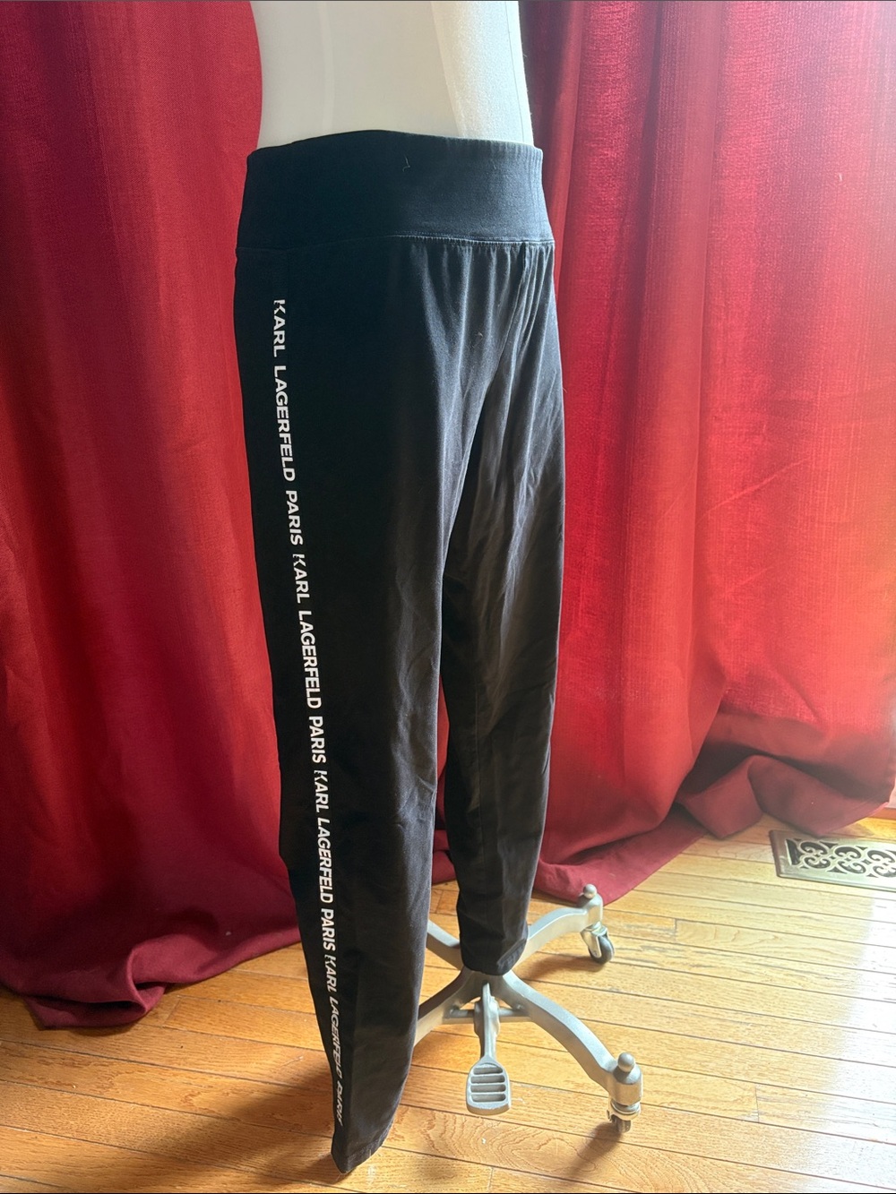 Karl Lagerfeld Black Jogger Pants with White Side Logo